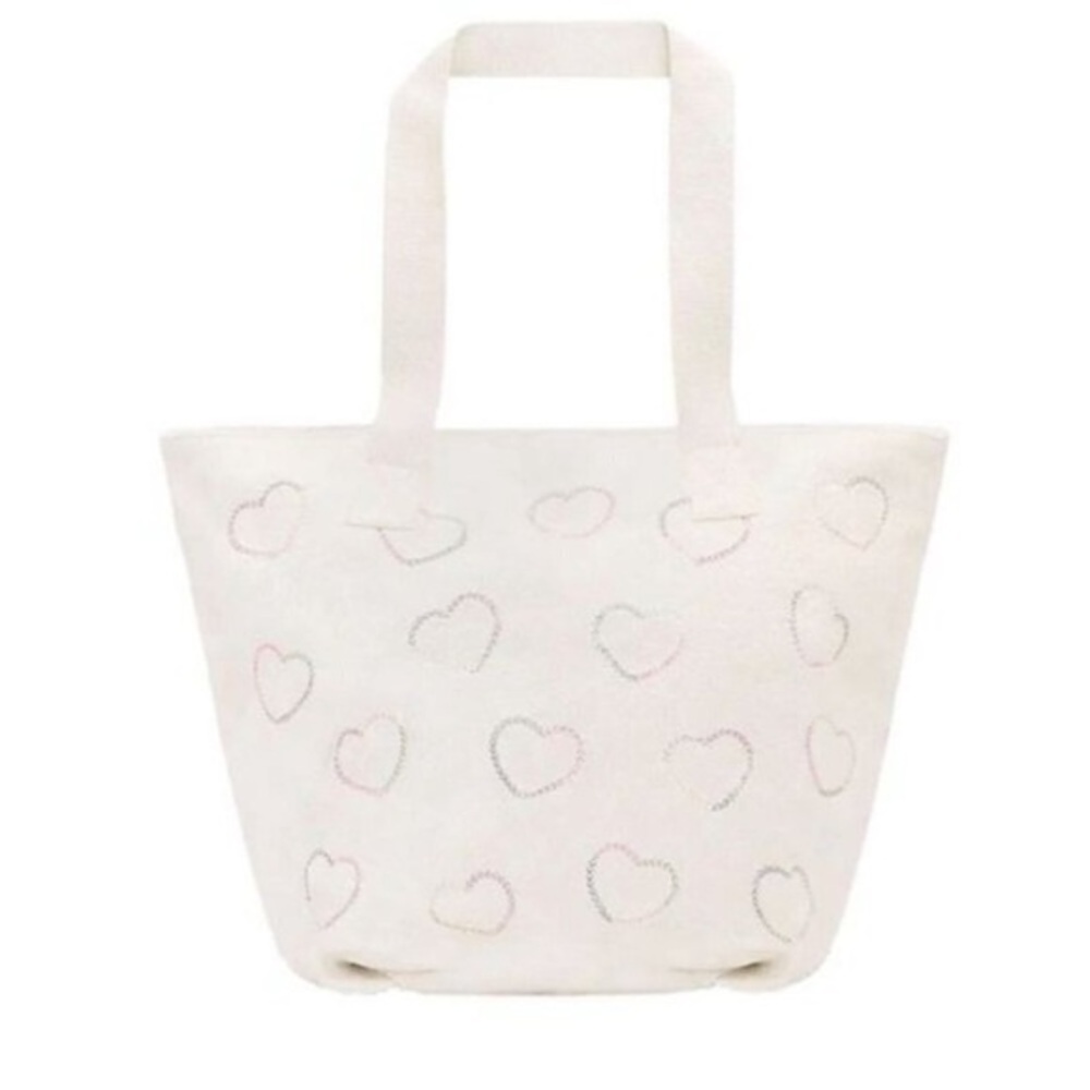 Stoney Clover Lane Terry Embroidered Hearts Zip Top Tote Bag